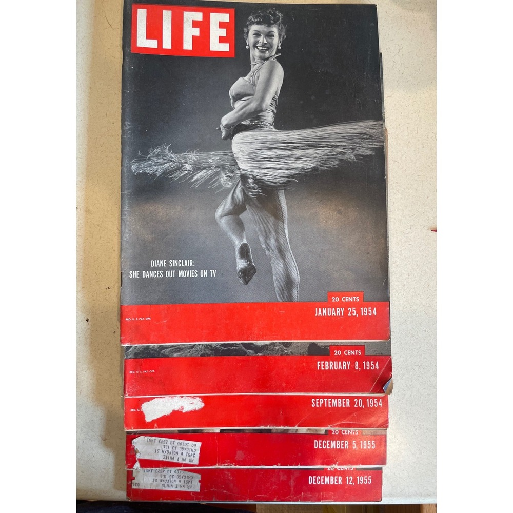 Vintage LIFE Magazine Lot 1954 1955 Diane Sinclair Diane Sinclair 5 Issues Ads